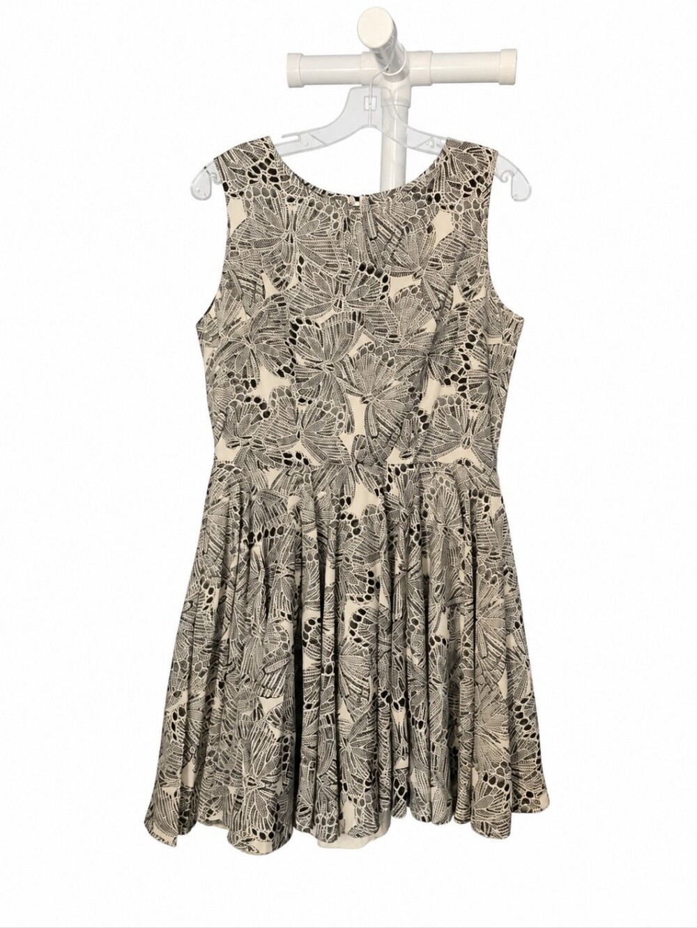 Maison Jules Cream and Black Floral Fit & Flare Dress